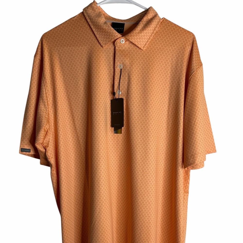 Dunning Golf Men’s Coolmax Performance Polo Peach Micro Print Size Large